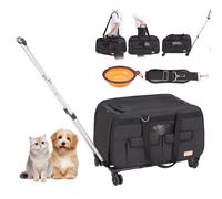 TEMU VEVOR Transportín para Gatos con Ruedas, Transportín para Mascotas con Mango Telescópico y Correa de , Transportín para Perros con Ruedas para Mascotas .9 kg, con 1 Plegable, Negro