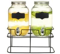 TEMU vidaXL 2x Dispensadores de Bebida con Soporte Vidrio Grifo Transparente Accesorios Comedor Recipientes Conservación Bebidas Alimentación Zumos 4 L