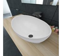 TEMU vidaXL Lavabo de Baño Lujoso de Cerámica Ovalado 40x33 cm /Negro