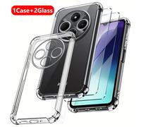 TEMU Vidrio Templado y de Silicona con Esquinas Reforzadas para Redmi 14C, Protector Transparente HD