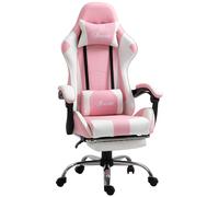 TEMU Vinsetto Silla Gaming Reclinable Silla Gamer con Reposacabezas Reposapies Cojin Lumbar Altura Ajustable para Oficina Estudio 64x67x119-127 cm Rosa
