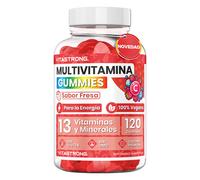 TEMU Vitastrong Multivitaminas y Minerales Gummies, 120 Gominolas, 100% Veganas, Sin Sacarosa, Sin Gluten, Sin Lactosa, Sin OGM, Sabor Fresa