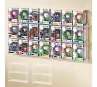 TEMU Vitrina de acrílico compatible con Funko Pop | Estantes flotantes apilables para montaje en pared, vitrina transparente para figuras de colección de juguetes