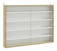 TEMU Vitrina de Pared Homcom 80 x 9.5 x 60 cm con 4 Estantes Ajustables y Corredizas de Vidrio para Colección de Figuras y Miniaturas, Acabado en