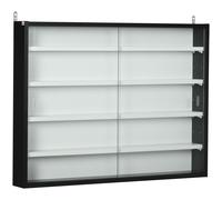 TEMU Vitrina de Pared Homcom 80 x 9.5 x 60 cm con 4 Estantes Ajustables y Corredizas de Vidrio para Colección de Figuras y Miniaturas, Negro