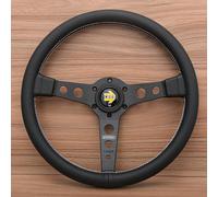 TEMU Volante de carreras de cuero sintético de 14 pulgadas JDM Plateado/Negro Drift Sport Volantes