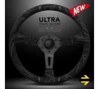 TEMU Volante de carreras negro total 350 mm Deep Dish Ultra - Diseñado para carreras con , con diseños grabados con láser para rally y drifting