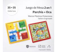 TEMU VORTEX Tablero de Juego oca/damas/parchís/parchís 6 jugadores, juego de mesa tablero 35x35cm cartón fuerte y lateral gruesos plástico