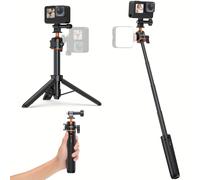 TEMU VRIG TP-08S 20.1in extensible para selfie para cámara - invisible largo para vlog para Gopro Hero 11 10 , One , material de aluminio ABS