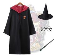TEMU WB 2/4pcs Harry Potter, Bata de Gryffindor Ravenclaw, Varita Mágica y Sombrero - Conjunto de Accesorios para Disfraces Ideales para Halloween, Fiestas Universitarias y Festivales