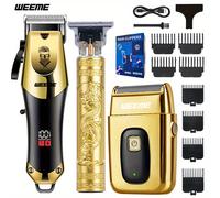 TEMU WEEME Juego de 3 Cortapelos Eléctricos para Hombres, Recortadora Inalámbrica con Carga USB, Peines Ajustables, Ideal para en Casa, Viajes y Diario, Regalo para Hombres y Adolescentes