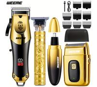 TEMU WEEME Kit de para Hombres, 4 Piezas: Cortapelos, Recortador de Nariz y Orejas, Máquina de Barba Todo en Uno con Accesorios de , Recargable USB, Ideal para Corte de Pelo en Casa y