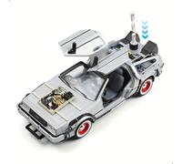 TEMU WELLY 1/24 Regreso al Time Machine Coche fundido a presión, vehículo de colección de aleación de metal con puertas que se abren para niños de 3 a 6 años