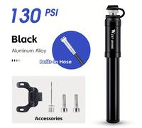 TEMU WEST BIKING 130PSI Mini Bomba de Bicicleta Accesorios para Bicicletas Portátil Manual y Duradera en Aleación de Aluminio Plateado, Inflado Rápido para Pneus de Ciclismo en Carretera y Montaña - 1