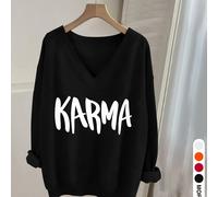 TEMU Wild Ai 0913, Sudadera Casual de Mujer con Cuello en V y Estampado de , Camiseta de Larga, Top de Larga, Top de Moda