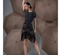 TEMU Wjjdance Falda con Bufanda para Baile Latino, Falda Corta Irregular con Borlas, Costuras de Encaje de Capa, Ropa de Práctica para Mujer, 2024