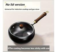 TEMU Wok de Hierro Fundido Martillado a - Diseño Profundo Antiadherente, Sin Recubrimiento, Compatible con Estufa de Inducción y Gas, Sartén Multifuncional para Uso Doméstico, Comercial y al