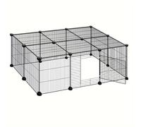 TEMU WOLTU DIY Conejera, 16 Paneles, 109x39x74cm, Parque de para Mascotas al Aire para Conejos, Hámsters, Perros Pequeños, Negro