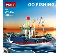 TEMU WOMA Casa de Barco de Pescador Maestro | Juguete de Bloques de Construcción Educativos para Niños, Puzzle de Construcción para Niños, Regalo de , Colores: , Verde, Material ABS
