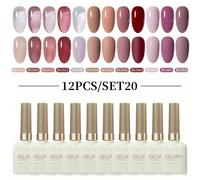 TEMU XEIJAYI 12 piezas de 15ml pegamento para uñas transparente en color nude versátil, popular para otoño e invierno, set especial para tienda de manicura con 12 colores