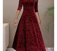 TEMU - y Delgado Falda Larga Oscilante para Mujer, Ropa de Vestir, Vestido de Tela de Terciopelo Dorada de Larga, Estilo Largo