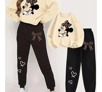 TEMU y elegante conjunto de dos piezas para mujer de Disney, que una cómoda sudadera y pantalones de jogging