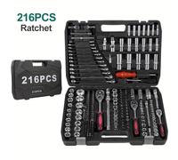 TEMU y vasos de 216 piezas para reparaciones de automóviles, y motocicletas con carraca y llaves