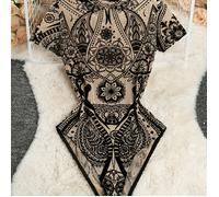 TEMU Y2K Sheer Estampado Floral Cuello de Tripulación Manga Corta Rompe