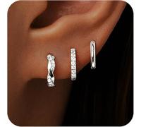 TEMU Ylovetoys Aro Dorado para , Set de Aretes para Mujer, Aretes Pequeños y Delicados de Plata , Joyería Hipoalergénica para Múltiples Piercings, Aros de Cartílago y , Regalo de Piedra de , 3