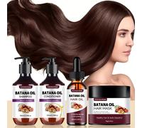 TEMU YOUNGCOME Set de Cuidado del Cabello Batana 4pcs con - Champú Hidratante+Acondicionador+Aceite+Mascarilla para Controlar el Frizz & Salud Cabelludo
