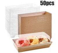 TEMU YUHUPHYLLIC 50/100pcs Cajas de Plástico Transparente con Tapas - Contenedores Apilables para Postres, Donuts, Muffins y Fresas - Embalaje Duradero para Reposterías, Cafeterías y Uso Doméstico