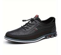 TEMU Yundong1981 Zapatillas Casuales para Hombre - Parte , de Goma, Negras con Detalles Rojos para Senderismo y Uso Diario, Calzado Versátil, Estiloso, Calidad, Zapatos con Cordones, Estilo