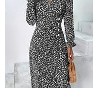 TEMU YY102370 Vestido Midi Elegante de Larga Estampado para Mujer Talla Completa