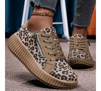TEMU Zapatillas Casuales de Mujer YHITC con Estampado de Leopardo - Cubierta Transpirable PU y EVA, Cómodas para Caminar, Cordones Bajos, Ideales para Todo el Año y Uso Versátil al