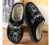 TEMU Zapatillas de Invierno Cálidas para con Diseño de Motocicleta y de Ángel - de TPR, Peluche, /, Casual/Exterior, Ideales para Entusiastas de Motos (Unisex)