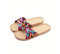 TEMU Zapatillas de lino para mujer, ideales para , verano y otoño; calzado de playa para vacaciones con diseño antideslizante para interiores y de masaje. Zapatos para mujer