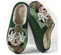 TEMU Zapatillas de Peluche y Minnie Mouse para Niños/Adultos - Unisex Verde con Estampado Leopardo Dorado, TPR , Órgano en : Regalo Invierno / Exterior (Licencia Oficial) Zapatos Slip-On