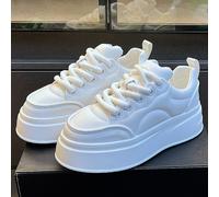 TEMU Zapatillas de Plataforma Blancas de Moda para Hombre - Ligeras, Zapatos Casuales con de Goma Gruesa, Diseño con Cordones y Redonda para Casual
