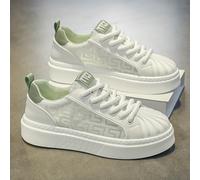 TEMU Zapatillas de Skate Casuales para Hombre - Cómodas, Elegantes, con Cordones para Todas y Antideslizante, con una Base Blanca en Negro, Azul y Verde, Perfectas para los Outfits Diarios