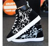 TEMU Zapatillas de skate de caña alta a rayas para hombre, zapatillas de moda para jóvenes para caminar por la calle, el campus y hacer footing al aire libre