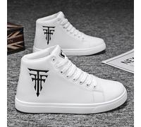 TEMU Zapatillas de Skate para Hombre de Color Sólido - Parte Superior y de PVC, Calzado de Caña Media, Punta Redonda con Cordones para Skateboarding y Uso Casual - Minimalista (Colores )