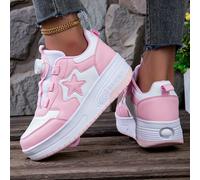 TEMU Zapatillas de Skate Rosa para Niñas, Patines con Cierre Giratorio y Ruedas Desmontables, Regalo Deportivo para Todas