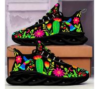 TEMU Zapatillas deportivas de exterior para mujer de talla grande con tipo cuchilla y diseños de flores mexicanas