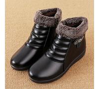 TEMU Zapatos cálidos de invierno sin cordones para madres, zapatos planos gruesos antideslizantes para mujeres mayores