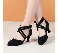 TEMU Zapatos De Baile Para Mujer, Salsa Latina, Cha Cha, Salón De Baile, Tela Interior Con Tiras Cruzadas, Tacón Bajo, Ajuste Cómodo, Varios Colores
