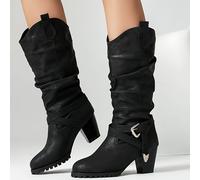 TEMU Zapatos Elegantes para Mujer, Zapatos Clásicos de Dama Versátiles, Tacones Gruesos Cómodos, Retro con Estampado, Talla Grande, Botines Hechos a , 020-6, Zapatos de Mujer