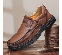 TEMU Zapatos hechos a de CLOHOO con suelas gruesas de goma, mocasines casuales transpirables con un diseño a para hombre.