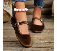 TEMU Zapatos Mary Jane de Estilo Francés Vintage para Mujer - Punta Cuadrada, con Cierre de Hebilla, Redonda de Goma y - Casual para Atuendos Informales - Cómodos para Todas (Color Sólido)