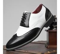 TEMU Zapatos Oxford clásicos de estilo brogue para hombre, parte de PU de color liso, diseño de cordones de corte , interior de PU, de goma duradera, zapatos casuales de negocios unisex.