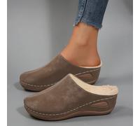 TEMU Zapatos sin Cordones Casuales de Moda para Mujer | Colección Otoño-Invierno, Parte Superior de Poliuretano, Forro de Franela, Punta Redonda, Tacones de Plataforma, Zapatos de Mujer